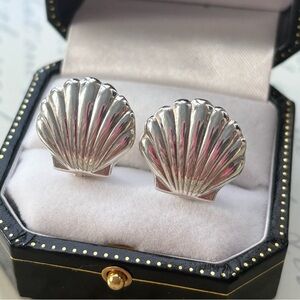925 Sterling Silver Sea Shell Clip-On Earrings